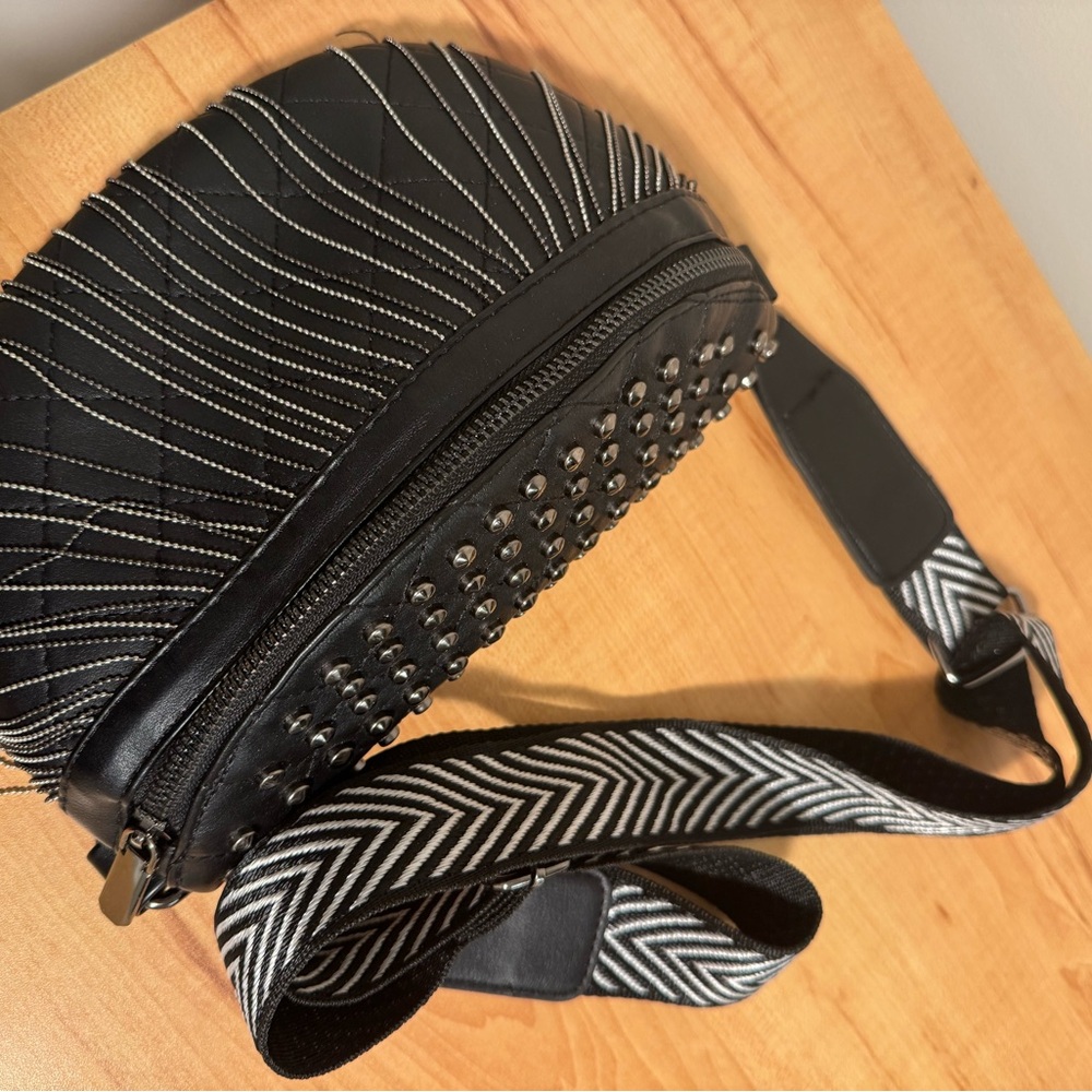 Black and White Studded Crossbody Bag